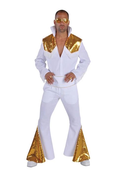 Elvis Las Vegas Kostuum Elite Wit Goud Discokleding