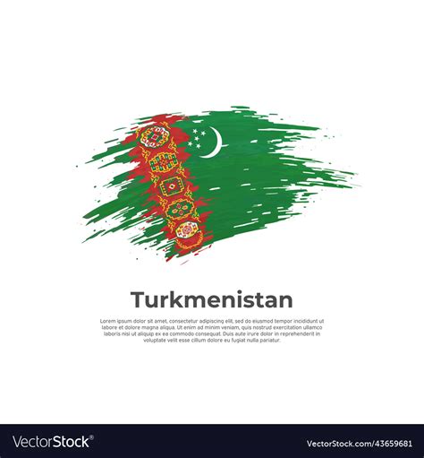 Turkmenistan flag brush strokes turkmen national Vector Image