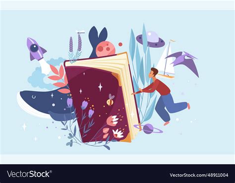 Inspiration from reading books tiny character Vector Image