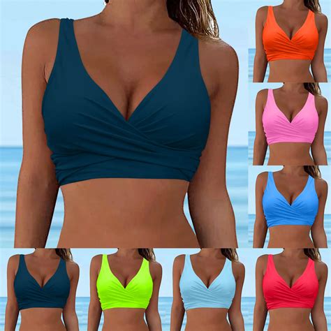 Women Lace Up Swimwear Tops Underwire Full Coverage Bikini Top Push Up