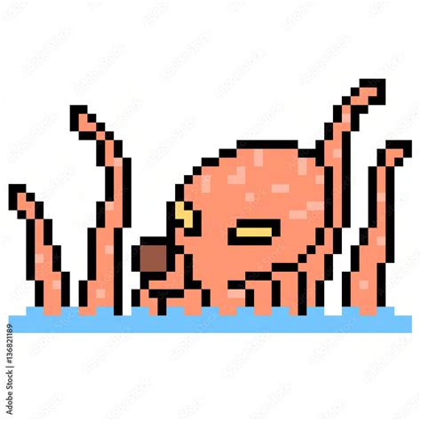 pixel art octopus kraken Stock Illustration | Adobe Stock