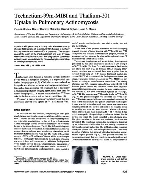 Pdf Technetium M Mibi And Thallium Uptake In Pulmonary