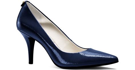 Michael Kors Flex Patent Leather Mid Heel Pump In Blue Lyst