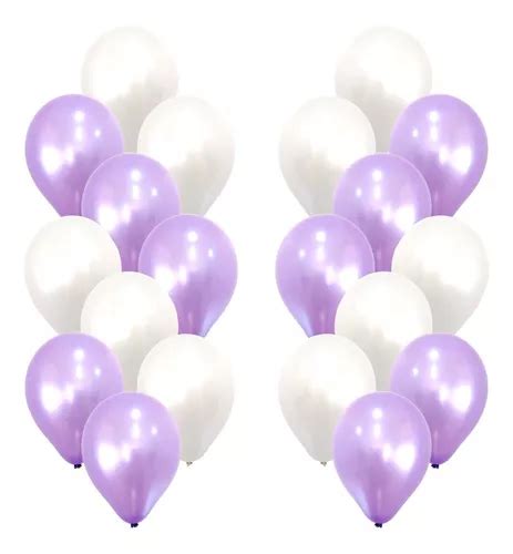 Globos Perlados 12 X 20u Lila Y Blanca