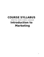 Syllabus Mktg Spring Docx Course Syllabus Mktg Crn