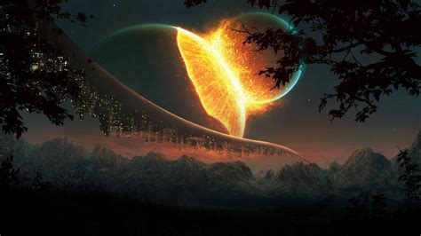 planet, Explosion, Lights, Fantasy Art, Mountain Wallpapers HD / Desktop and Mobile Backgrounds