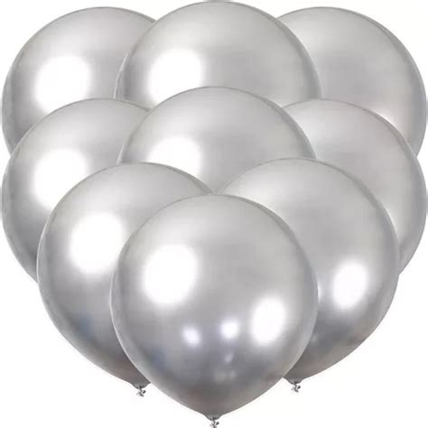 50 Globos Cromados Plata Latex 12puLG Aire O Helio MercadoLibre