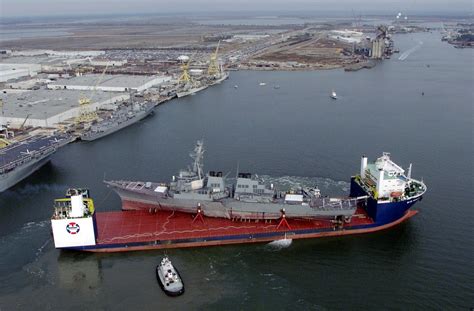 Uss Cole Is Lifted By Mv Blue Marlin A Norwegian Dry Dock Vessel Off