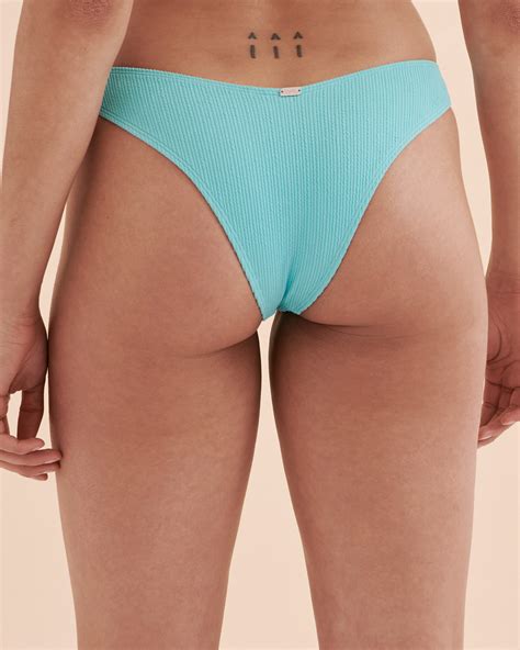 TROPIK Textured Thong Bikini Bottom Deep Sky Blue Bikini Village