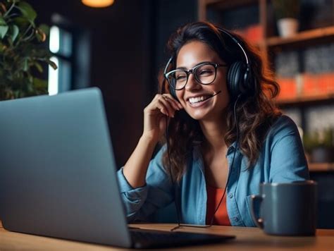 Premium Ai Image Joyful Vibrant Latina Professional Working Remotely Engages In A Hybrid Video