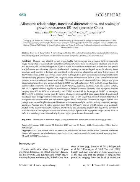 Pdf Allometric Relationships Functional Differentiations And