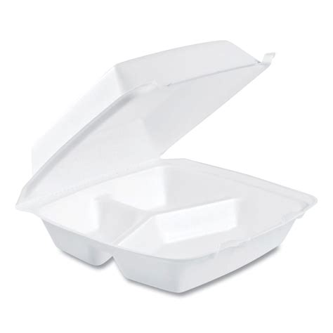 Dart 85HT3R Disposable Foam Containers 3 Compartment Hinged Lid 8