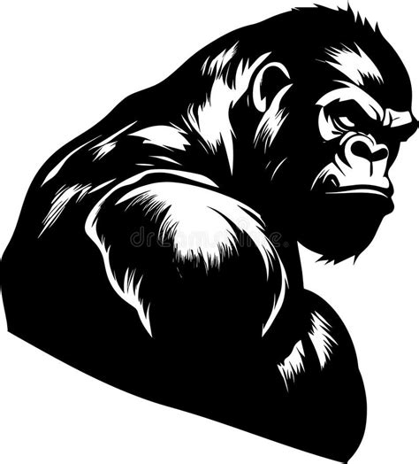 Muscular Gorilla Dark Monochrome Logo Stock Vector Illustration Of