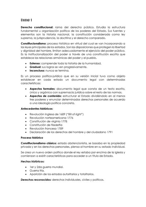 Unidad 1 Resumen De Libro Y Apuntes Unidad 1 Derecho Constitucional