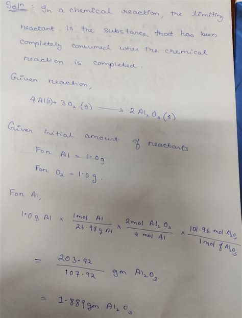 Solved For Each Reaction Shown Find The Limiting Reactant For Each