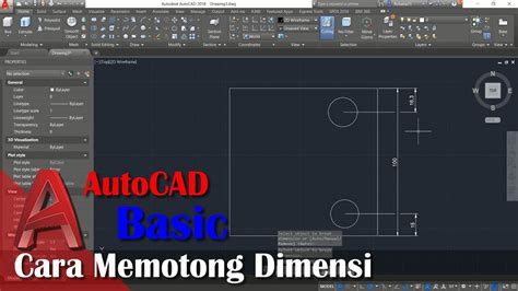 Tips Cara Memotong Dimensi Di Autocad Tutorial Bahasa Indonesia Youtube