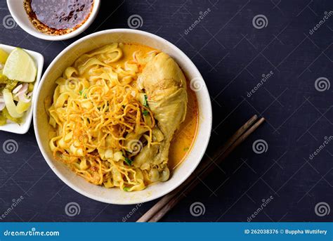 Northern Thai Food Khao Soi Spicy Curry Noodles Soup With Chicken