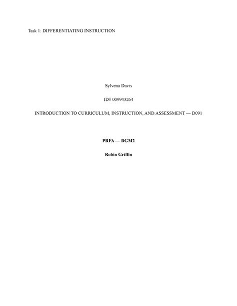 DO91 Task1 Task 1 Passed Task 1 DIFFERENTIATING INSTRUCTION