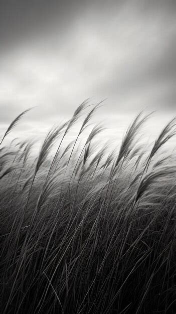 Premium AI Image | a black and white photo of tall grass