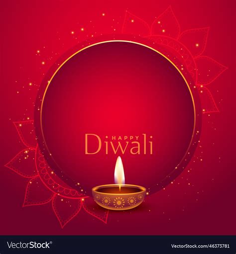 Stylish Red Happy Diwali Background With Text Vector Image