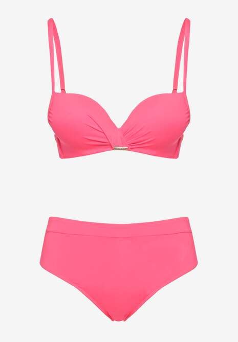 Różowe Bikini Stanik Push Up i Klasyczne Figi Pevbia Renee