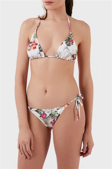Guess Removable Baskılı Çıkartılabilir Dolgulu İp Askılı Üçgen Bayan Bikini Üstü E02J25MC045