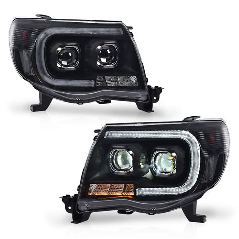 Pit Led Headlights Black Clear Tube Projector Headlamps Fit For