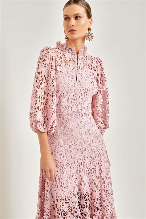 Vestido Midi Renda Maya Nude