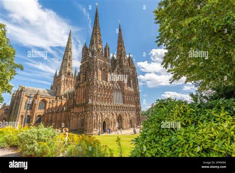 View Of Lichfield Cathedral West Facade Lichfield Staffordshire