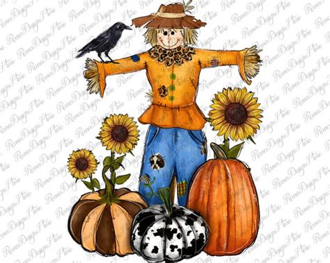 Pumpkin Sunflower Fall Scarecrow Sublimation Designscarecrow Etsy