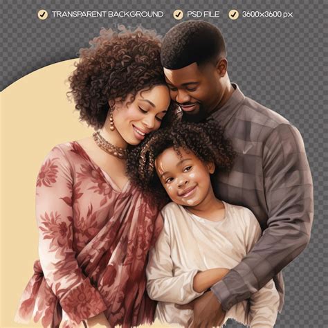 Psd Belle Famille Afro Am Ricaine Aquarelle Clipart Fond Transparent