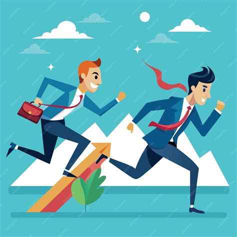 Premium Vector | Business rival or competition challenge to success in
