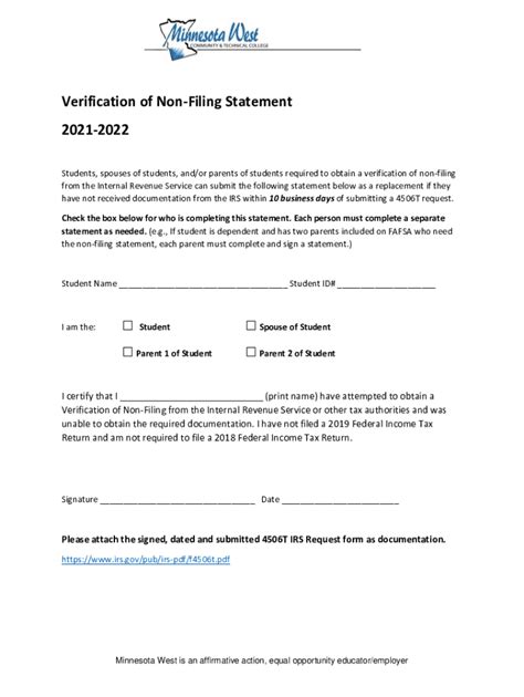 Fillable Online How To Request IRS Verification Of Non Filing Status