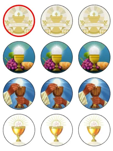 FIRST HOLY COMMUNION Edible Cake Toppers Wafer Or Icing Cupcake X 12