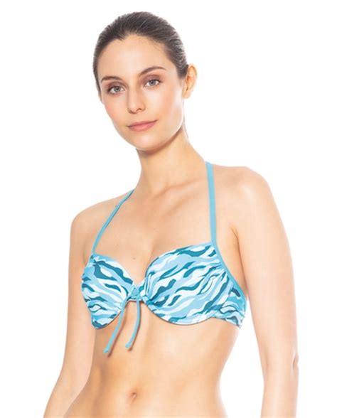 Top Bikini Con Copa Estampado Manchas Tigre Bikini Bikini