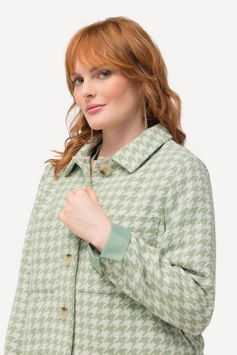 Veste à motif pied de poule col chemise manches doublées Veste Vestes