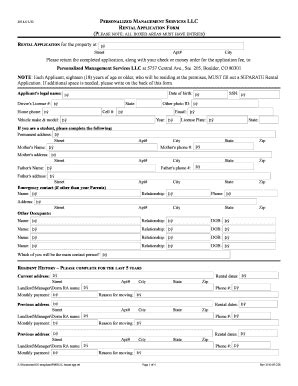 Fillable Online RENTAL APPLICATION For The Property At Personalized