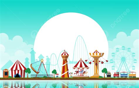 Sun Amusement Park Fun Fair Carnival Flat Vector Illustration