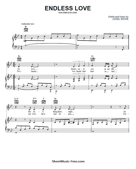 Endless Love Sheet Music Lionel Richie - ♪ SHEETMUSIC-FREE.COM