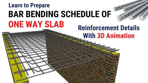 Bar Bending Schedule Of One Way Slab With D Animation