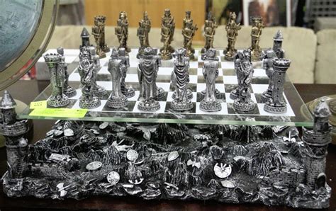 Medieval Style Chess Set With Pewter Chess Pieces