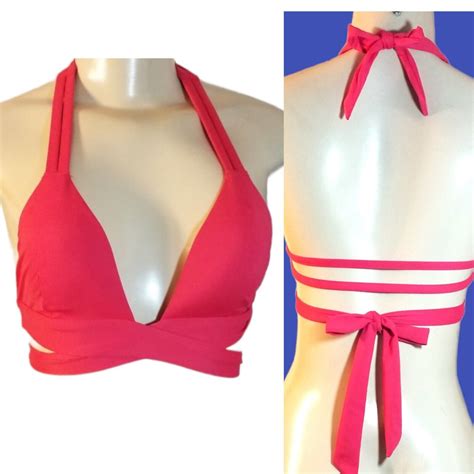 Vitamin A Adriana Wrap Bikini Swim Halter Top Sz S Hot Pink Ebay