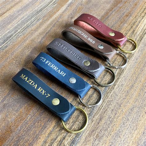 Customized Car Keychain. Personalized Custom Leather Keychain ...