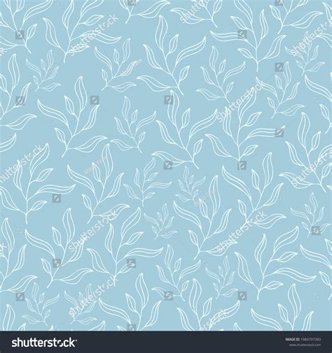 Pastel Blue Leaves Seamless Patterns Set Stock Vector Royalty Free