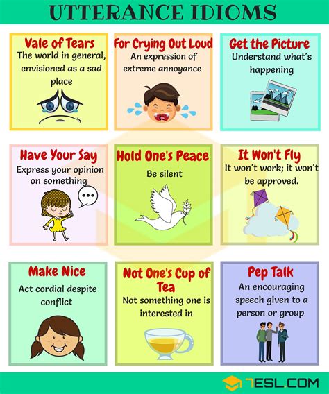 List Of 90 Useful Utterance Idioms You Should Know 7 E S L