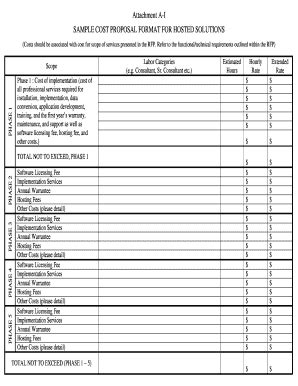 Fillable Online Sample Cost Proposal Format For Hosted Solutions Fax