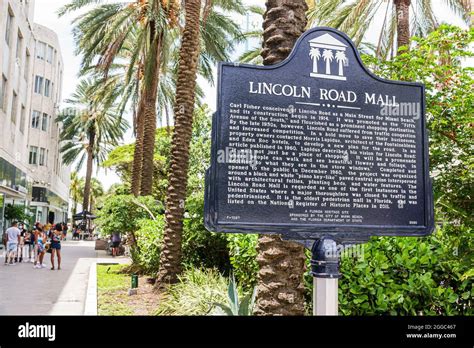 Miami Beach Florida Lincoln Road Pedestrian Mall Shopping Historic Sign