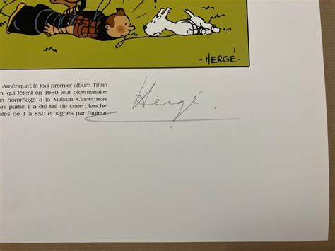 Hergé Sérigraphie Tintin en Amérique Bicentenaire des éditions