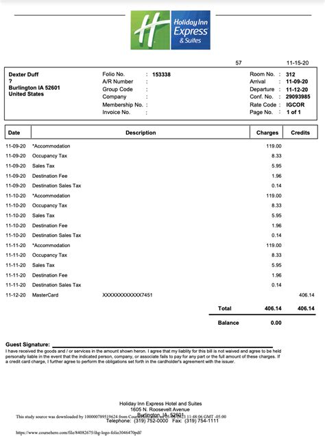 Holiday Inn Invoice Template Invoicewriter