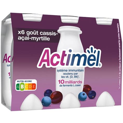 ACTIMEL Actimel yaourt à boire cassis açaï argous 6x100g pas cher